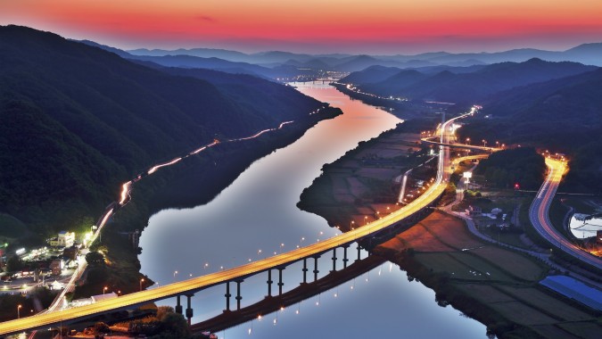 韓国の壁紙hd 水 反射 ブリッジ 水路 川 Wallpaperuse