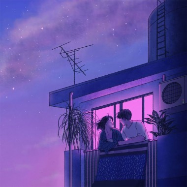Korean Artist Wallpaper Purple Violet Sky Light Night Wallpaperuse
